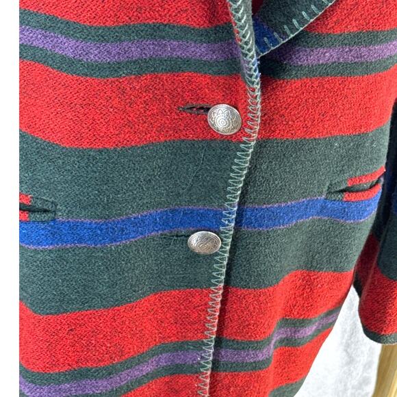 Casual Corner Vintage Red Wool Blend Aztec Western Country Blazer Women 10 - Picture 6 of 8